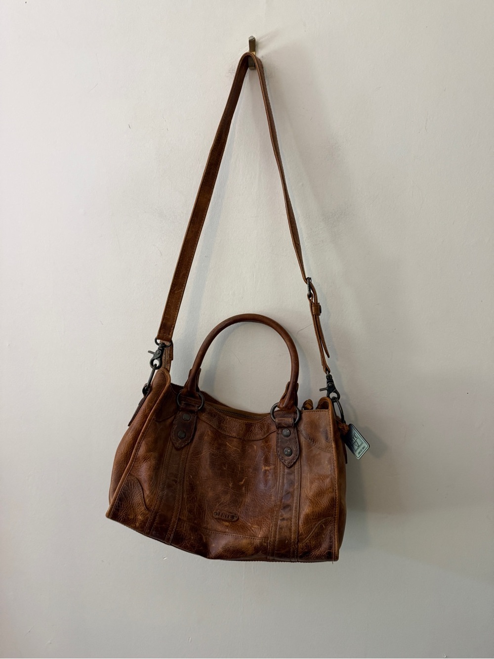 FRYE MELISSA SATCHEL BROWN LEATHER SHOULDER TOTE CROSSBODY - Picture 12 of 13